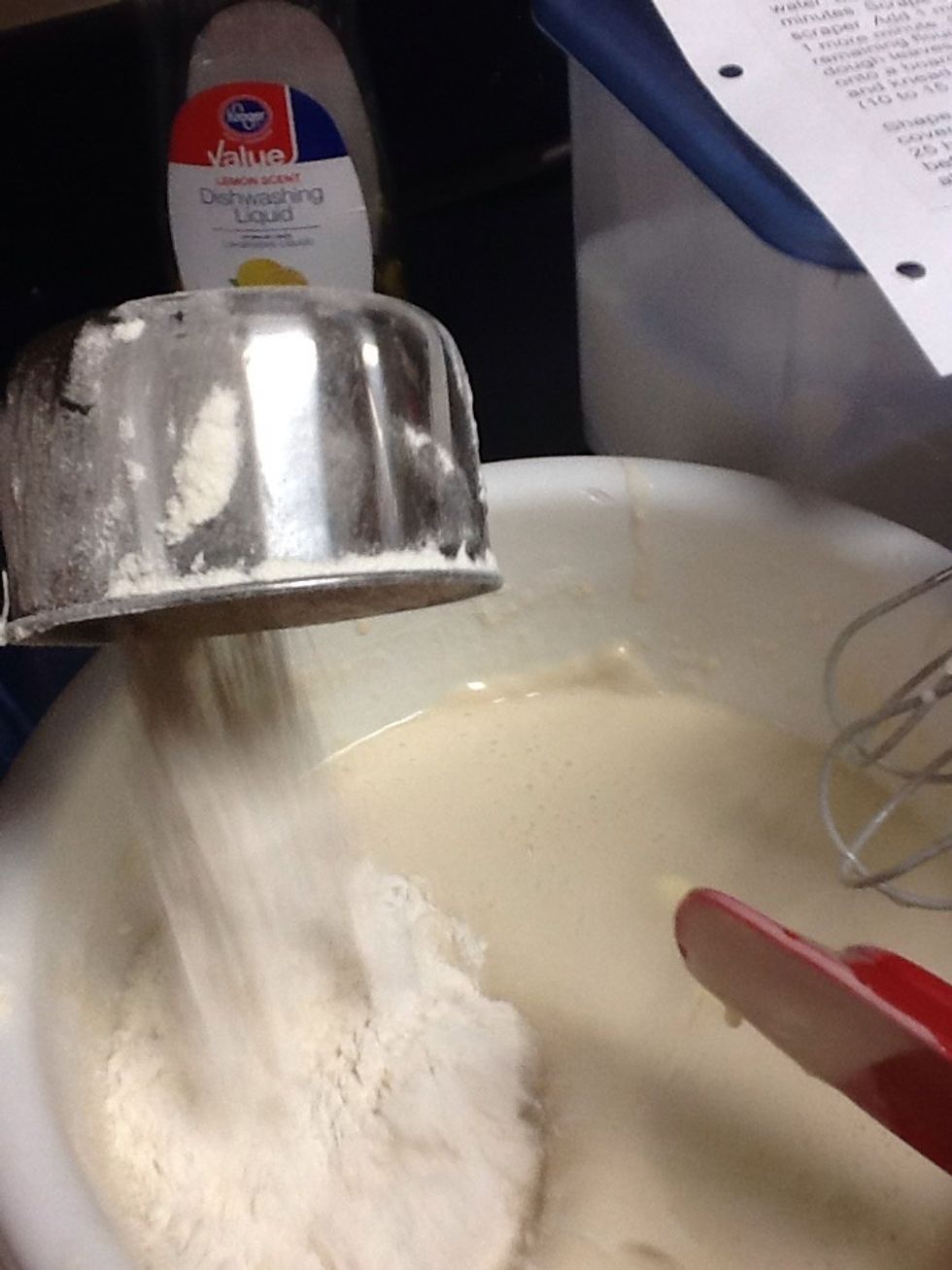 Add another cup of flour and beat with rubber spatula