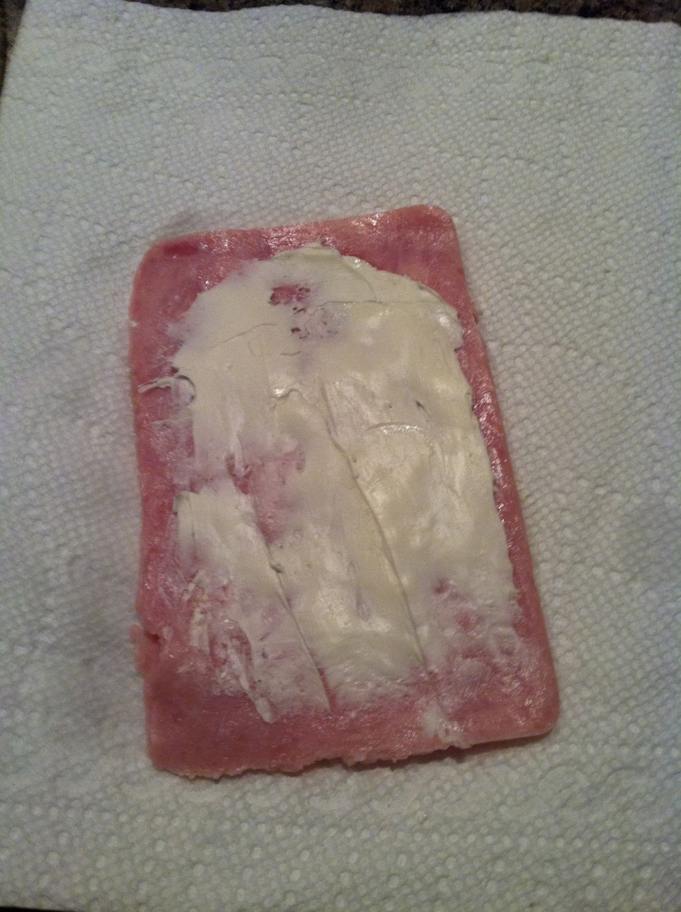 Add another layer of ham & cream cheese.