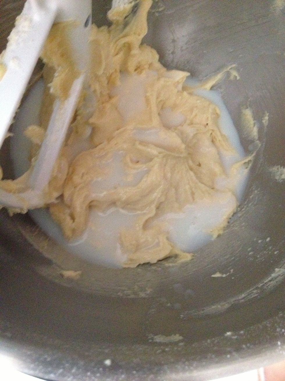 Add another third of milk