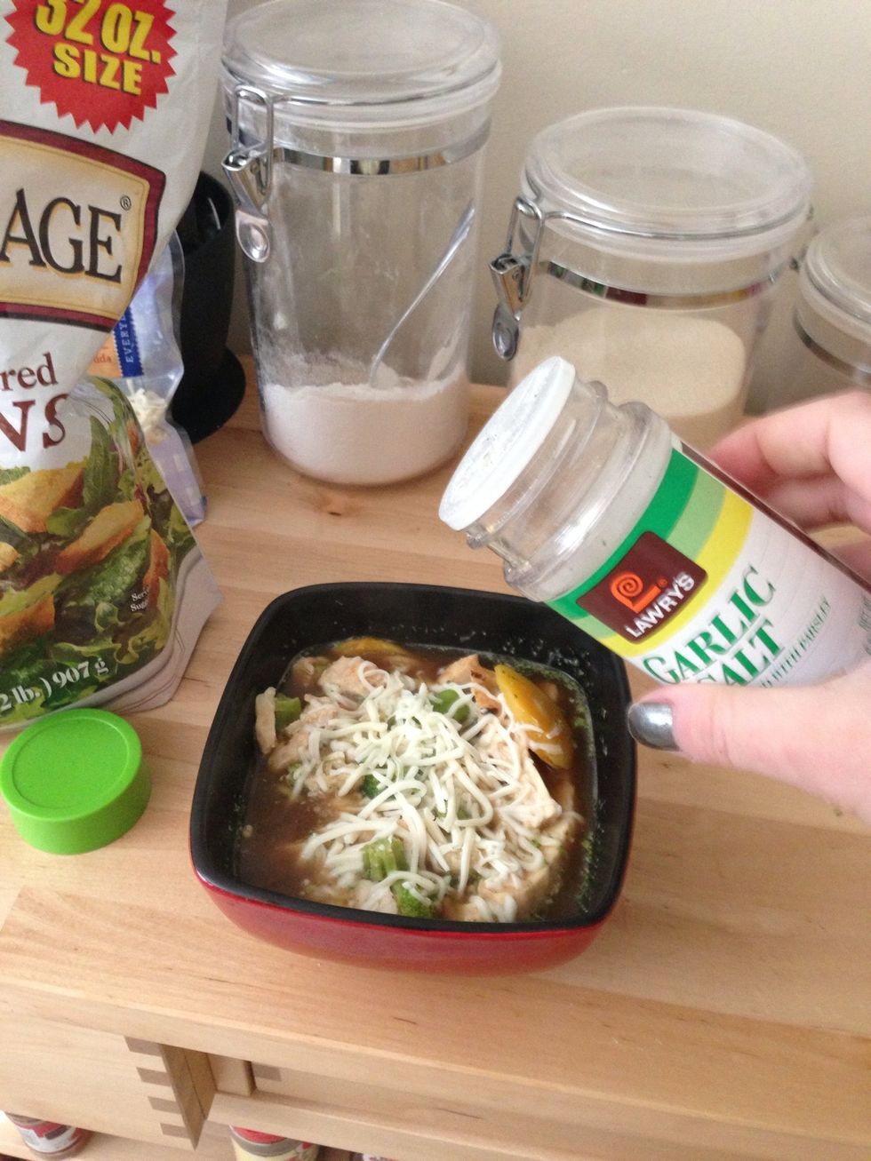 Add any extra ingredients like garlic salt or cayenne pepper.