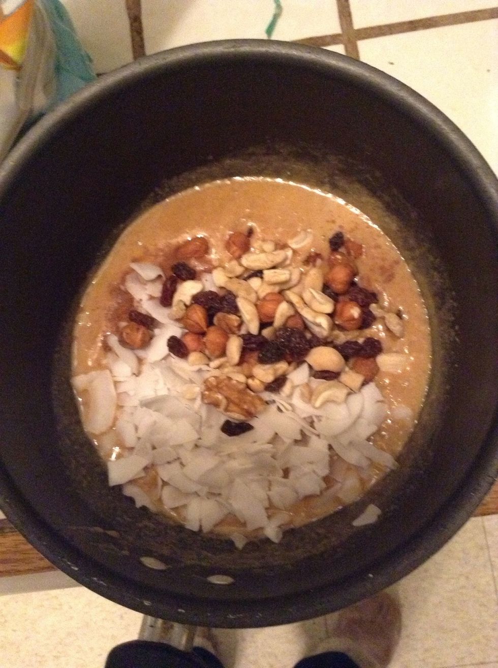 Add any trail mix of your choice. You can add more or less depending on your preference