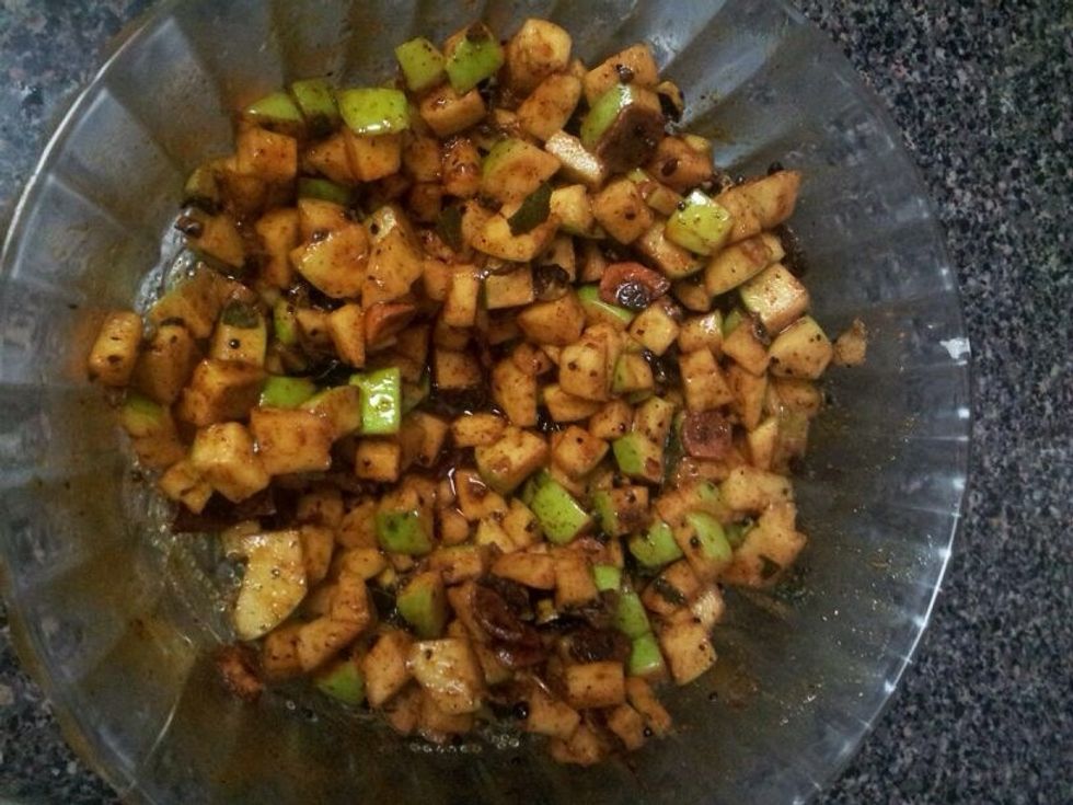 Add apples and mix together until fully coated.