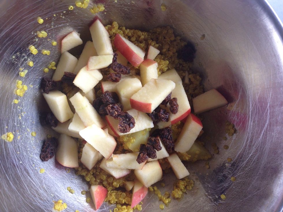 Add apples, raisins