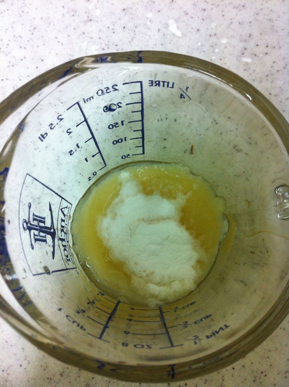 Add applesauce and 1/2 tsp baking soda together and stir