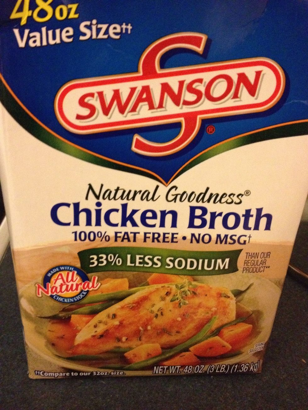 Add approximately 8 cups chicken broth.