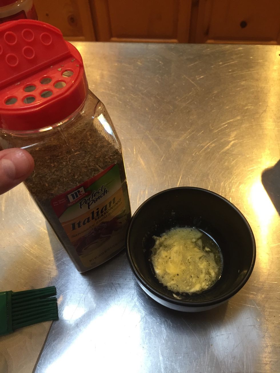 Add as much Italian seasoning to the butter bowl. I like the seasoning, so I put around a tsp in.