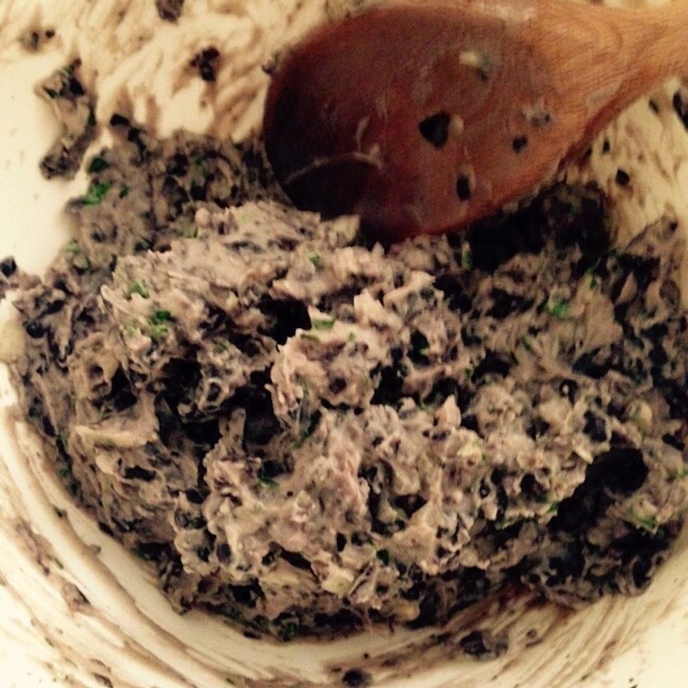 Add at least 150ml of vegetable stock and stir everything together. Add some more stock and corn starch to achieve a thick sticky mix