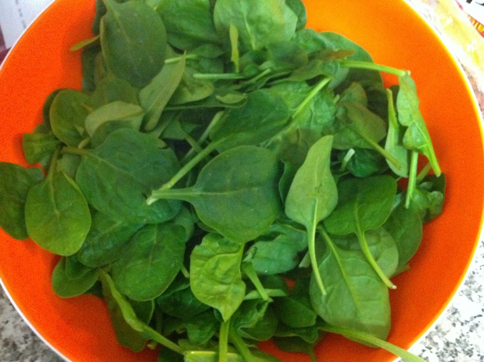 Add baby spinach to bowl