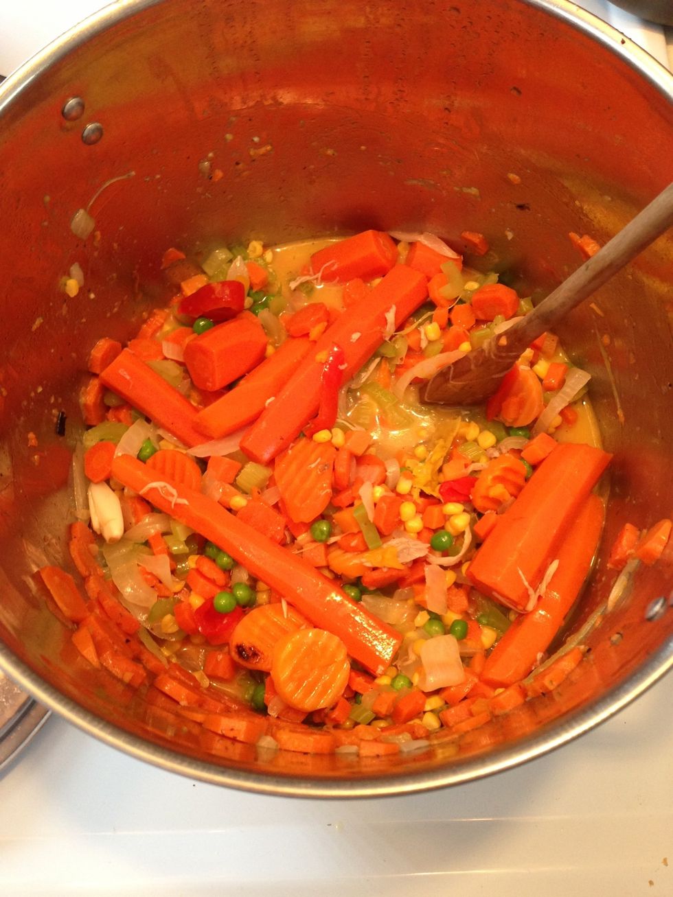Add back the carrots from the stock making yesterday if you saved.