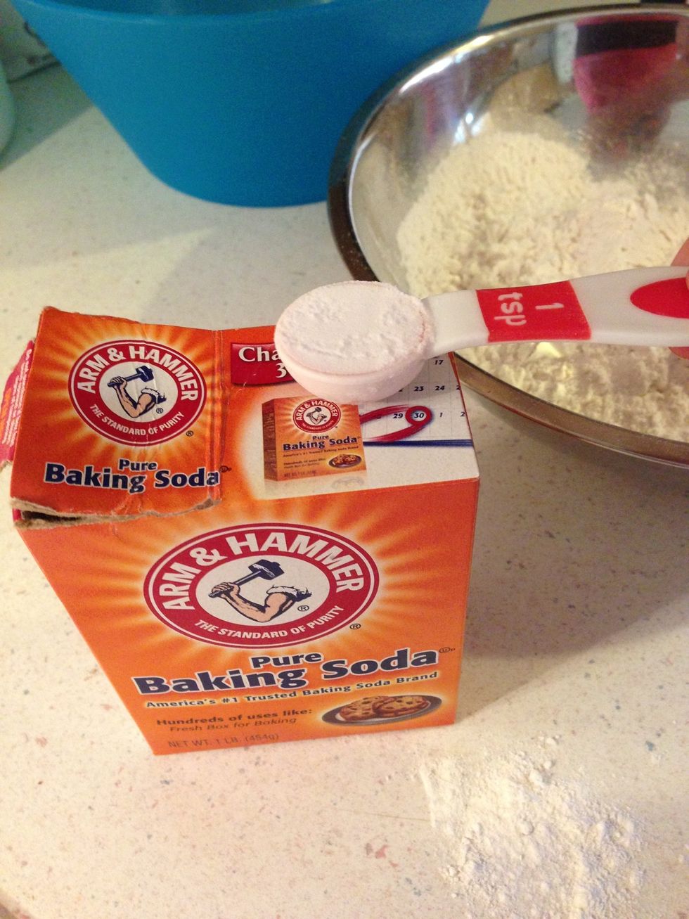 Add baking soda to flour