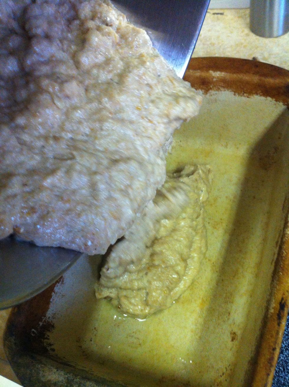 Add banana bread mixture....