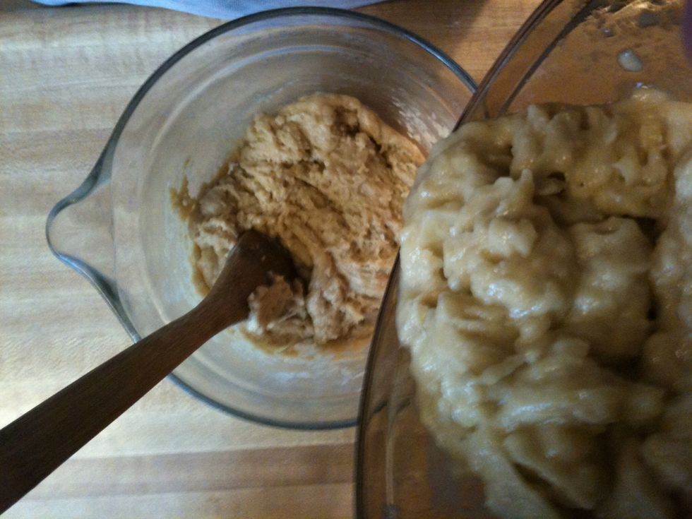 Add bananas to mixture.