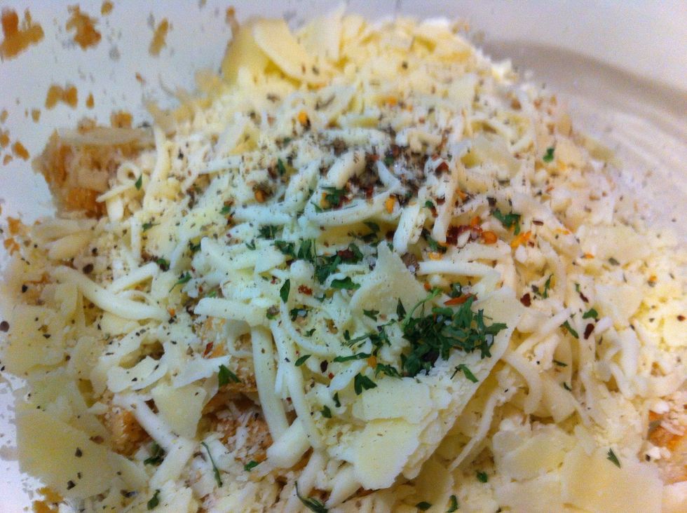 Add basil, parsley, and red pepper (if you desire a little kick...!)