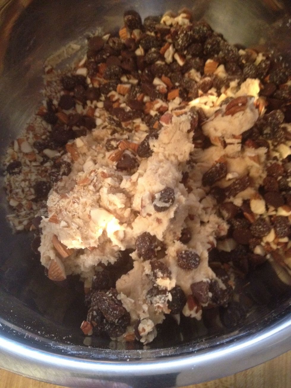 Add batter to bowl and mix together evenly with a large spatula or spoon.