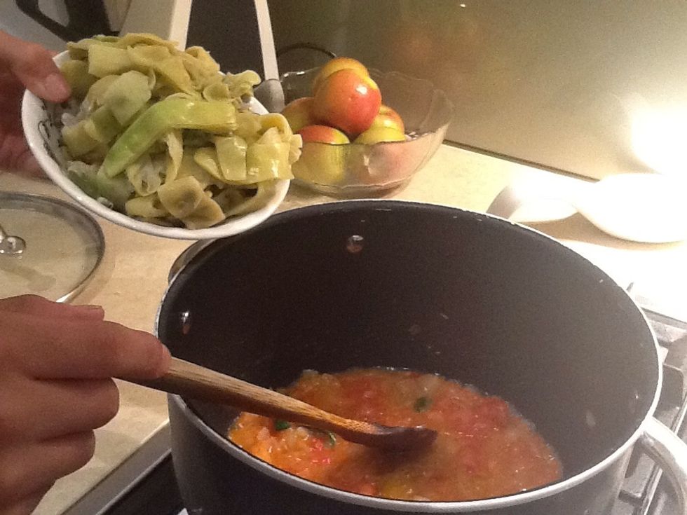 Add beans and stir through