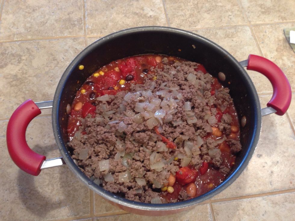 Add Beef and Onion mixture stit.