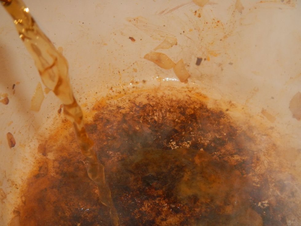 Add beef broth to deglaze pot. This will release all the yummy bits on the bottom of the pot. Do not skip this step, you will regret it!