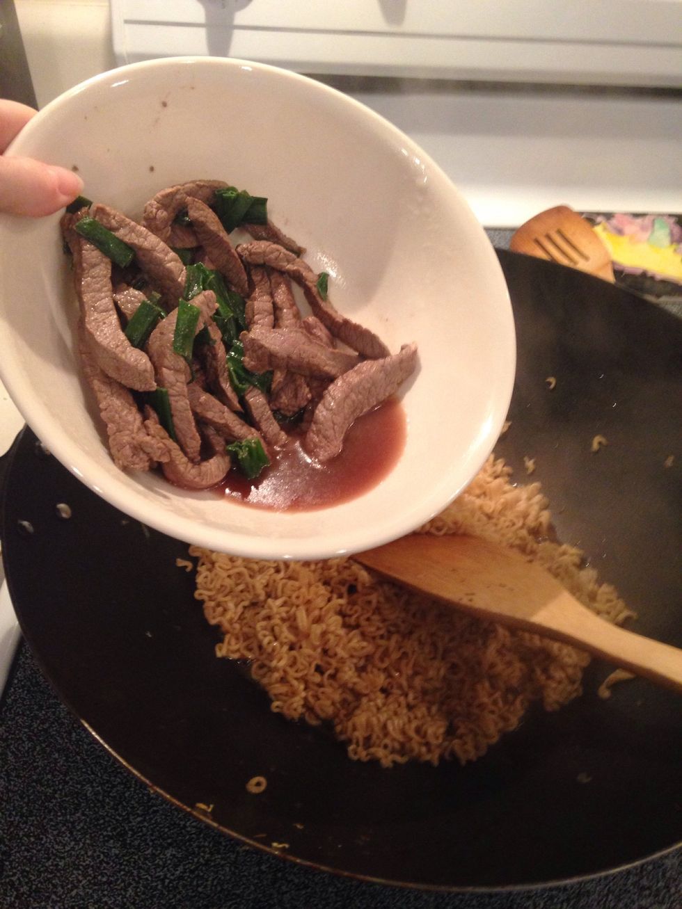 Add beef mixture. Stir.