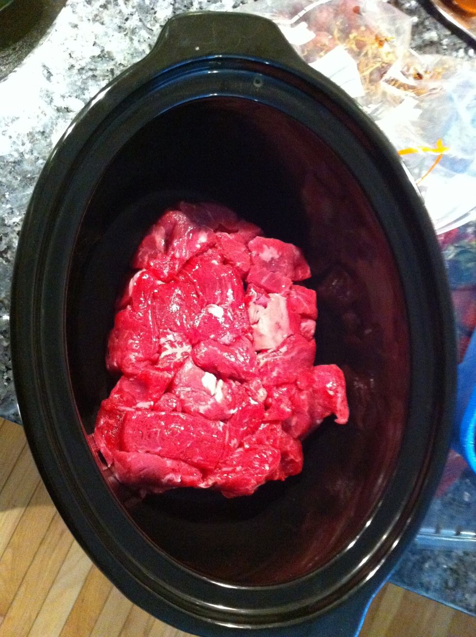 Add beef stew meat to pot