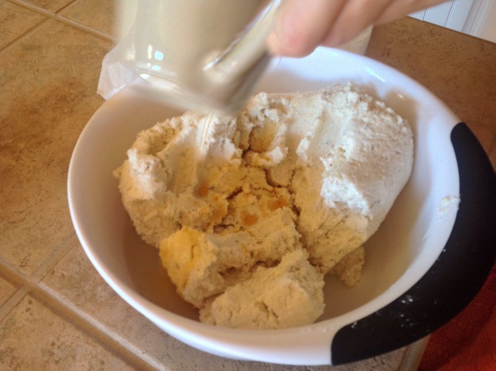 Add beef stock to mix into paste consistency.