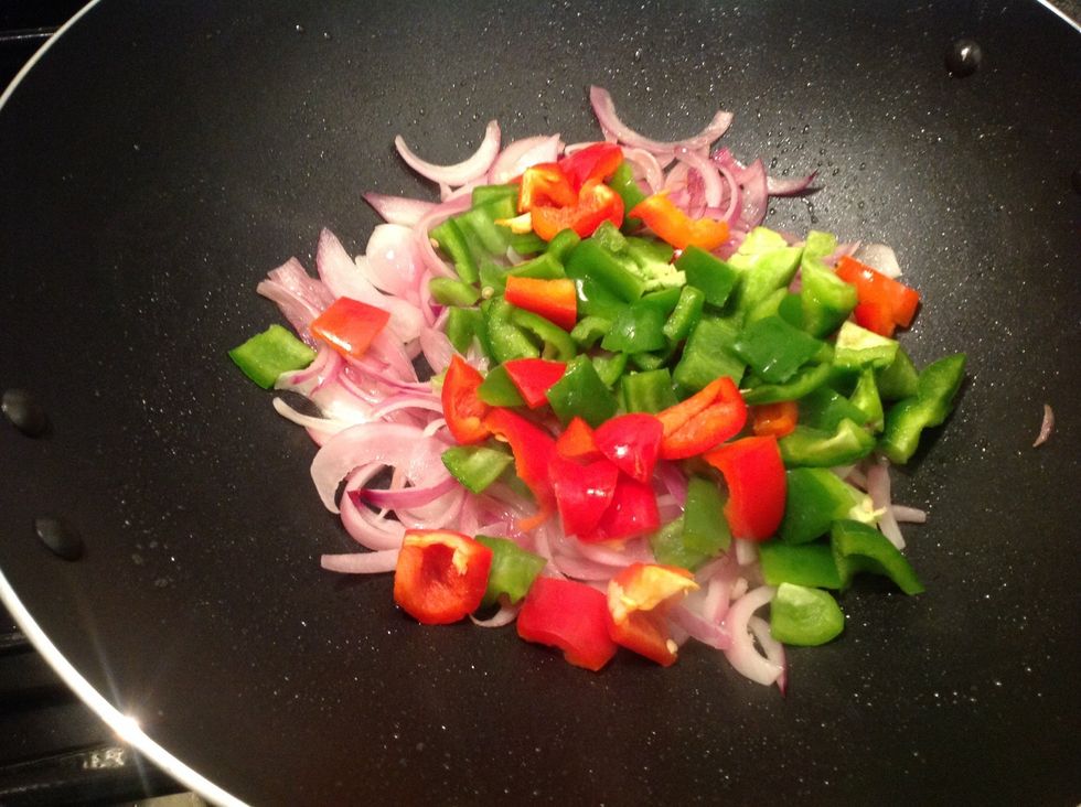 Add bell peppers cook on high heat for 3 minutes