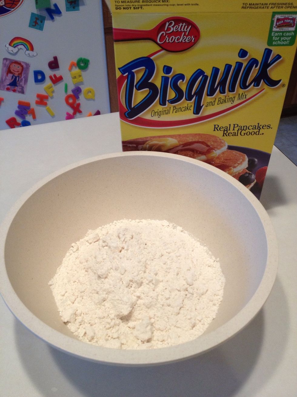 Add Bisquick to milk.