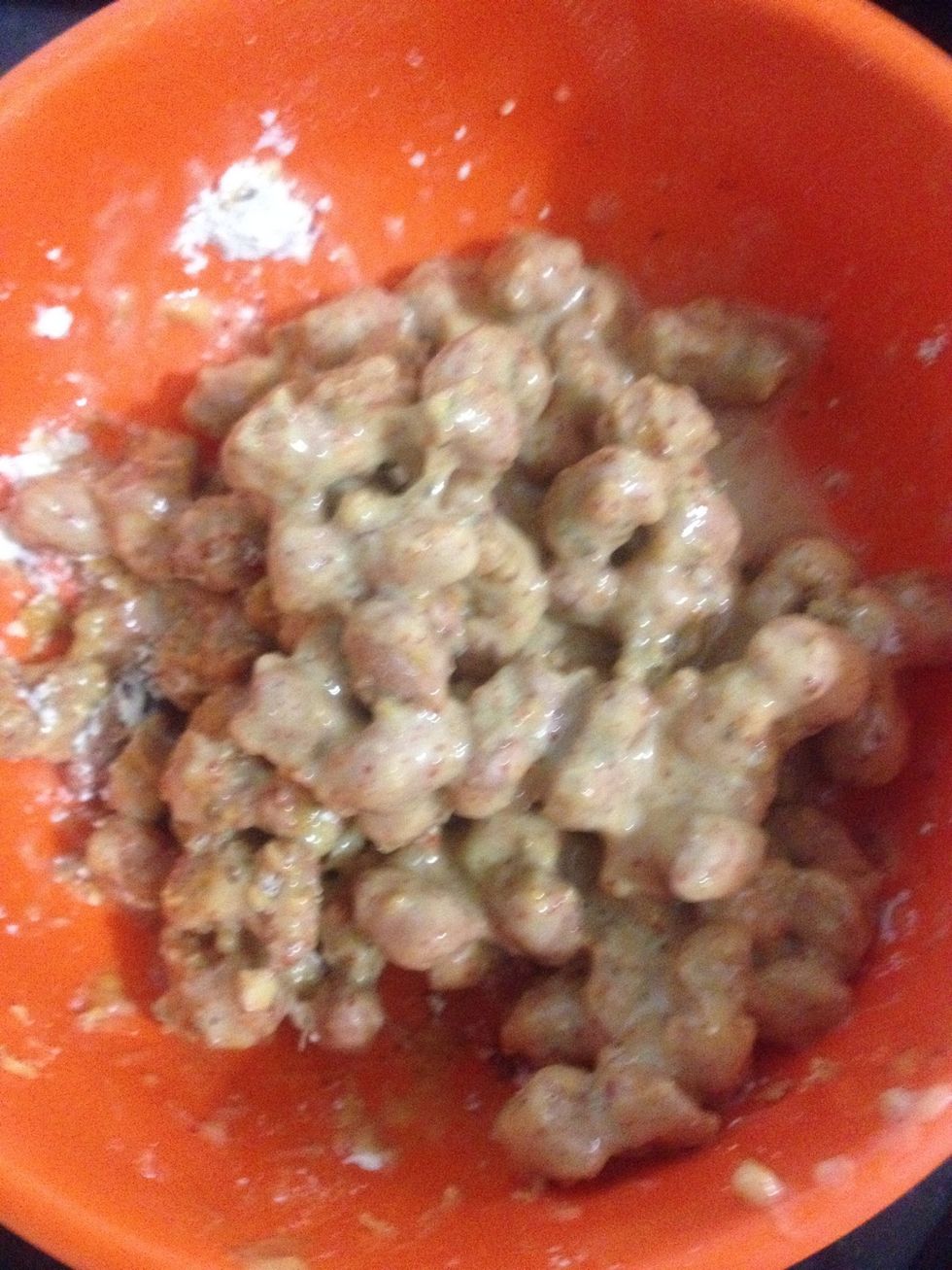 Add bit of water to batter sticks to groundnut