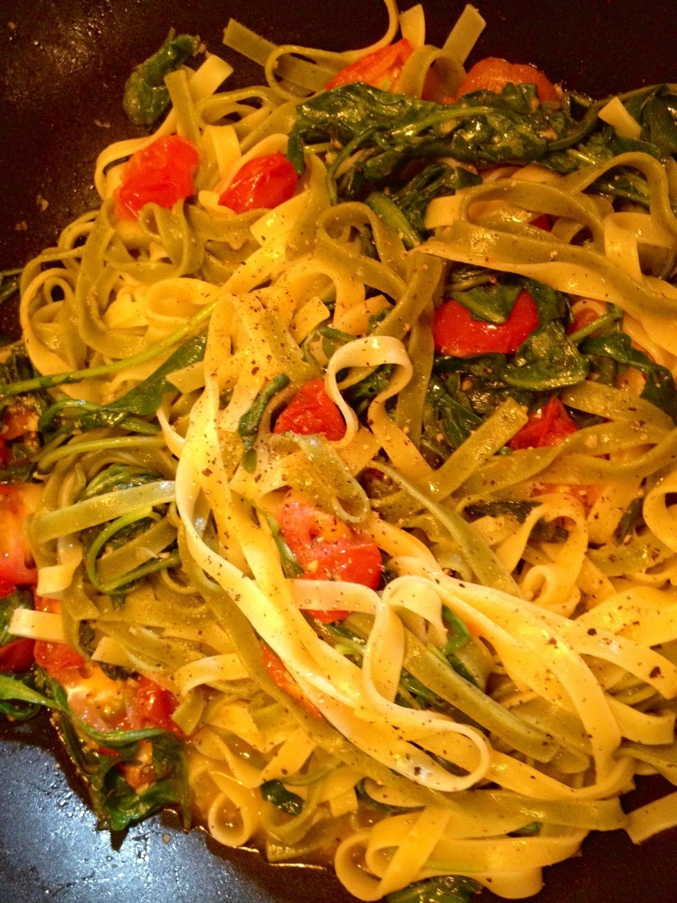 Add black pepper and lots of parmesan cheese.