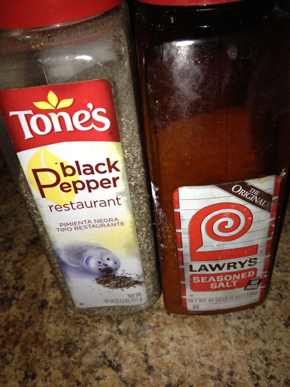 Add black pepper and seasoned salt to taste
