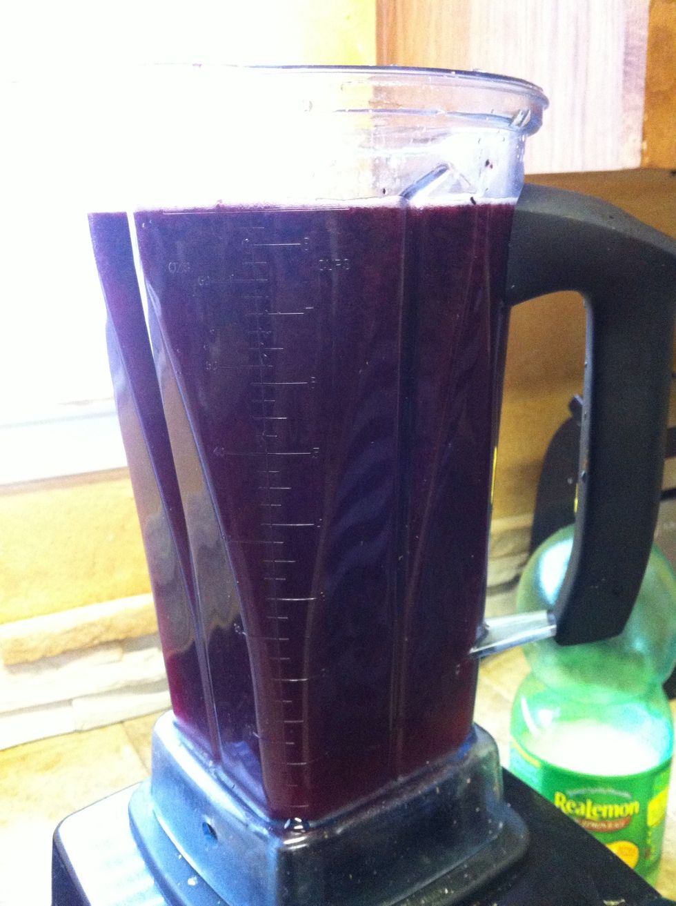 Add Blueberry mixture and 3 1/4 cups water.