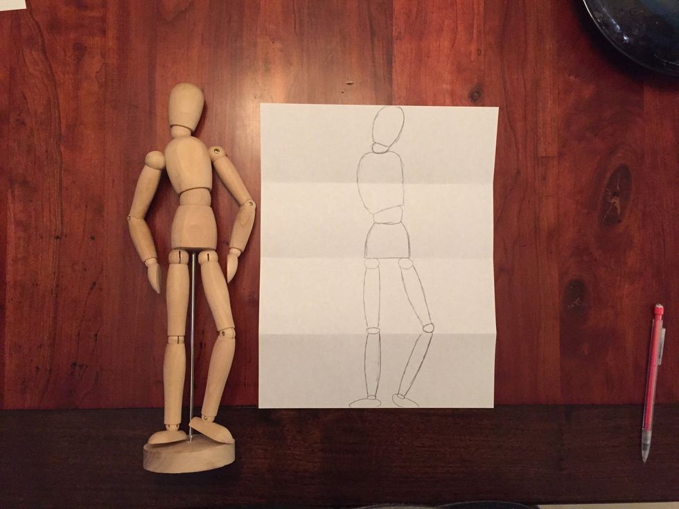 Add Bob's feet. Long ovals.