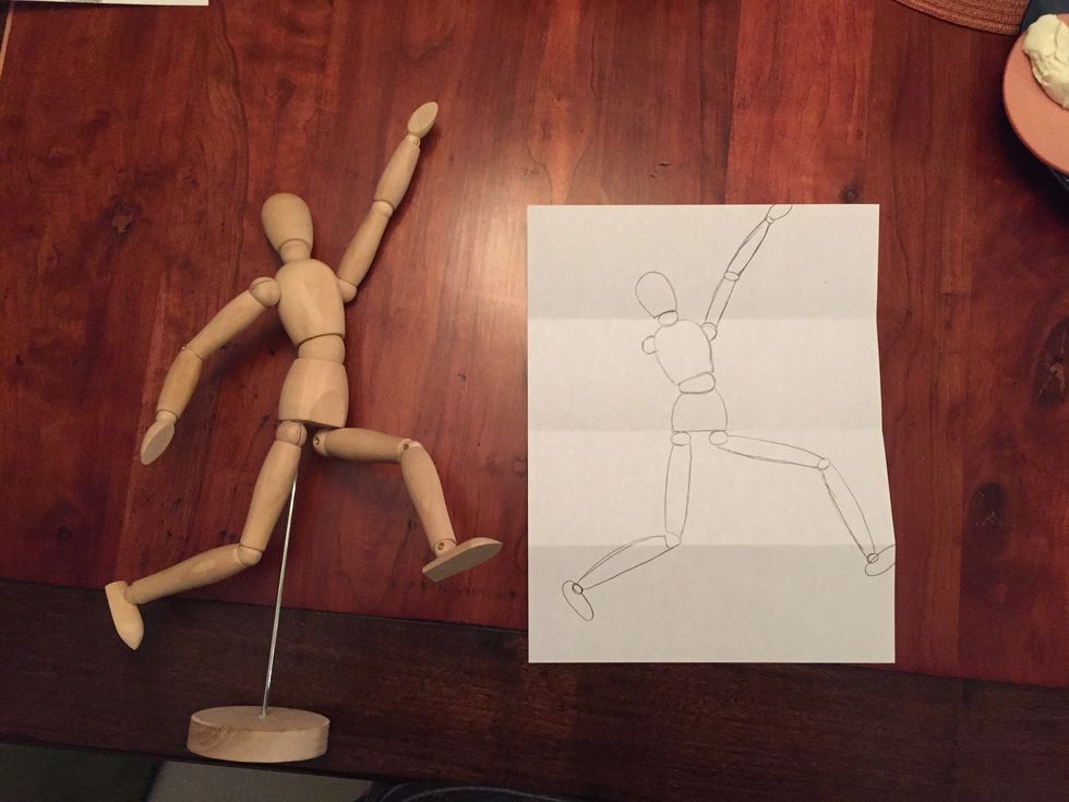 Add Bob's hand. Long oval.