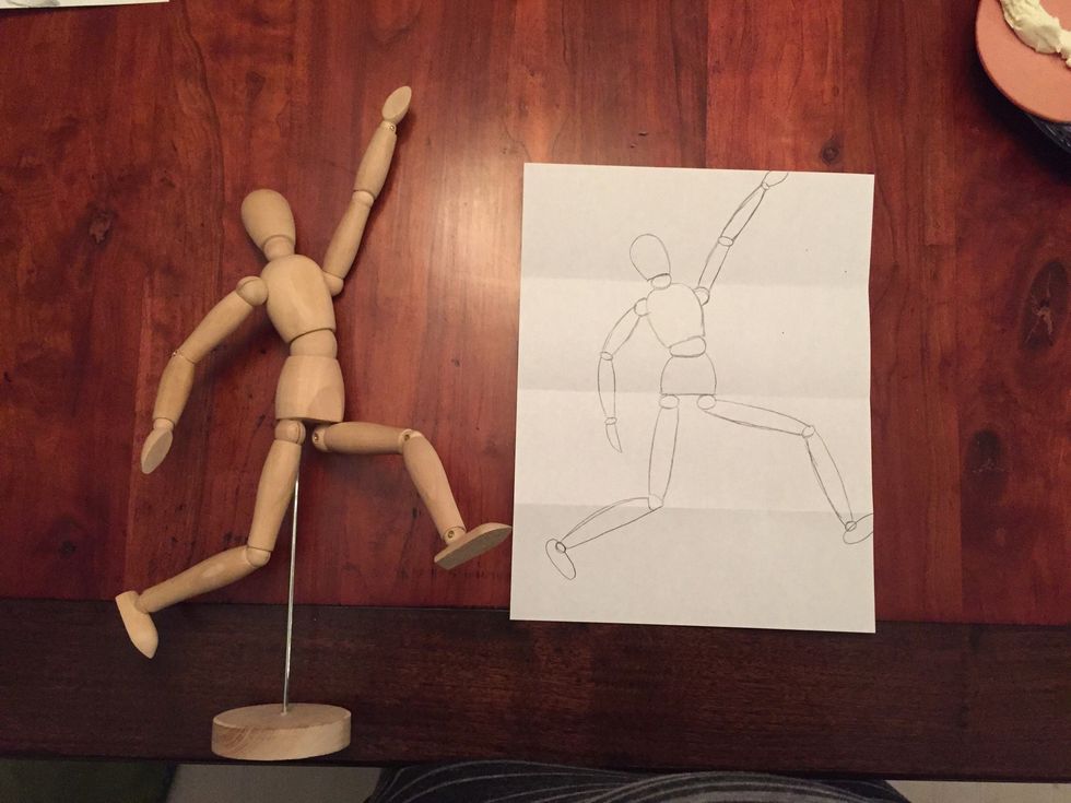 Add Bob's hand. Long oval.