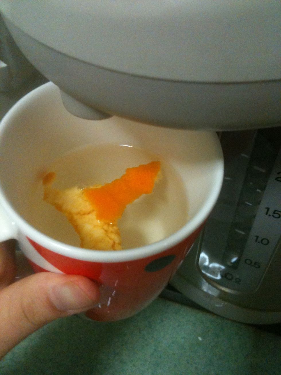 Add boiling water, nearest to 100 Celsius degrees for 3/4 a cup!