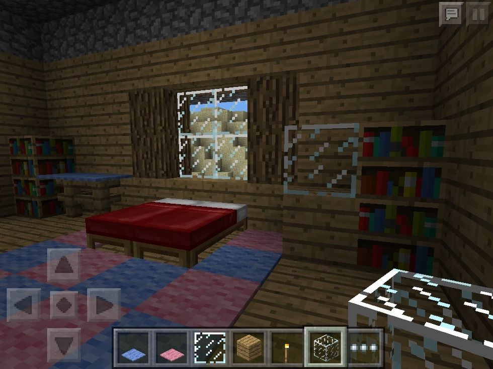 Add bookshelves and a fake fish bowl