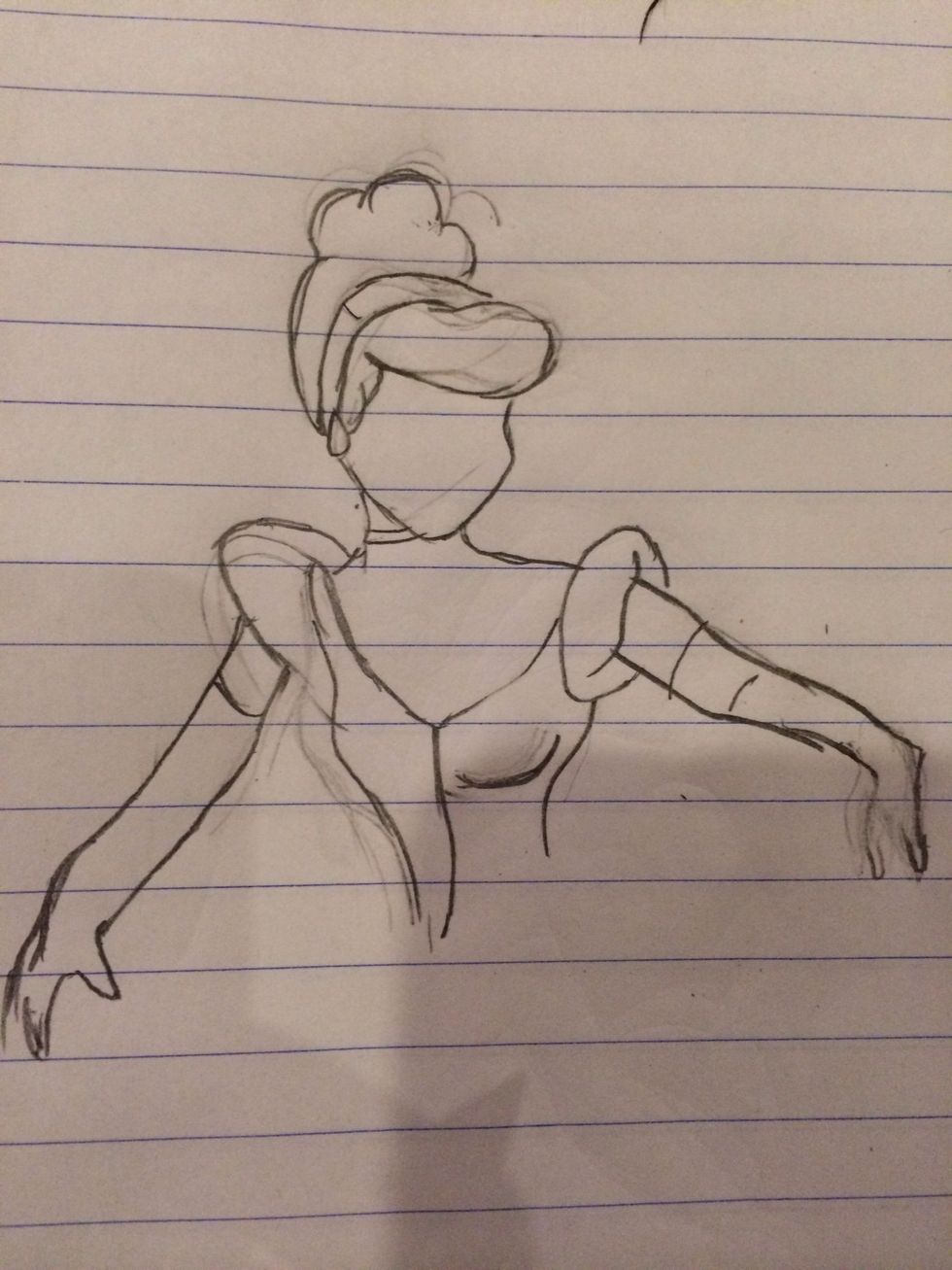 Add both arms now, prepared to hold her dress. (: