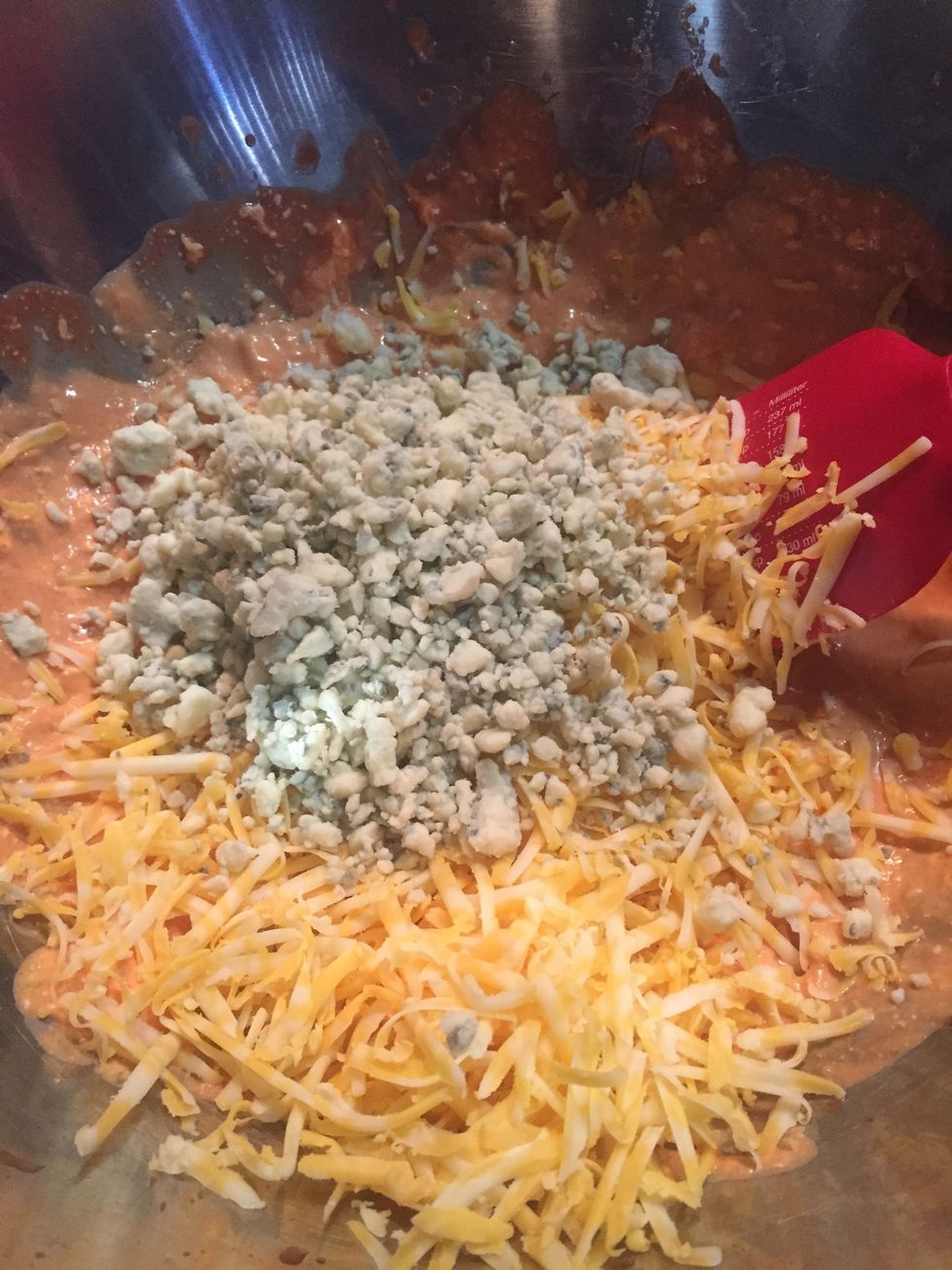 Add both Colby and blue cheese.