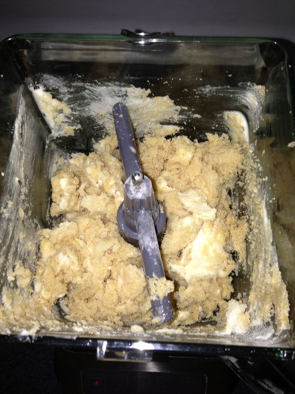 Add both sugars, baking powder and salt. Whip again using pulse.