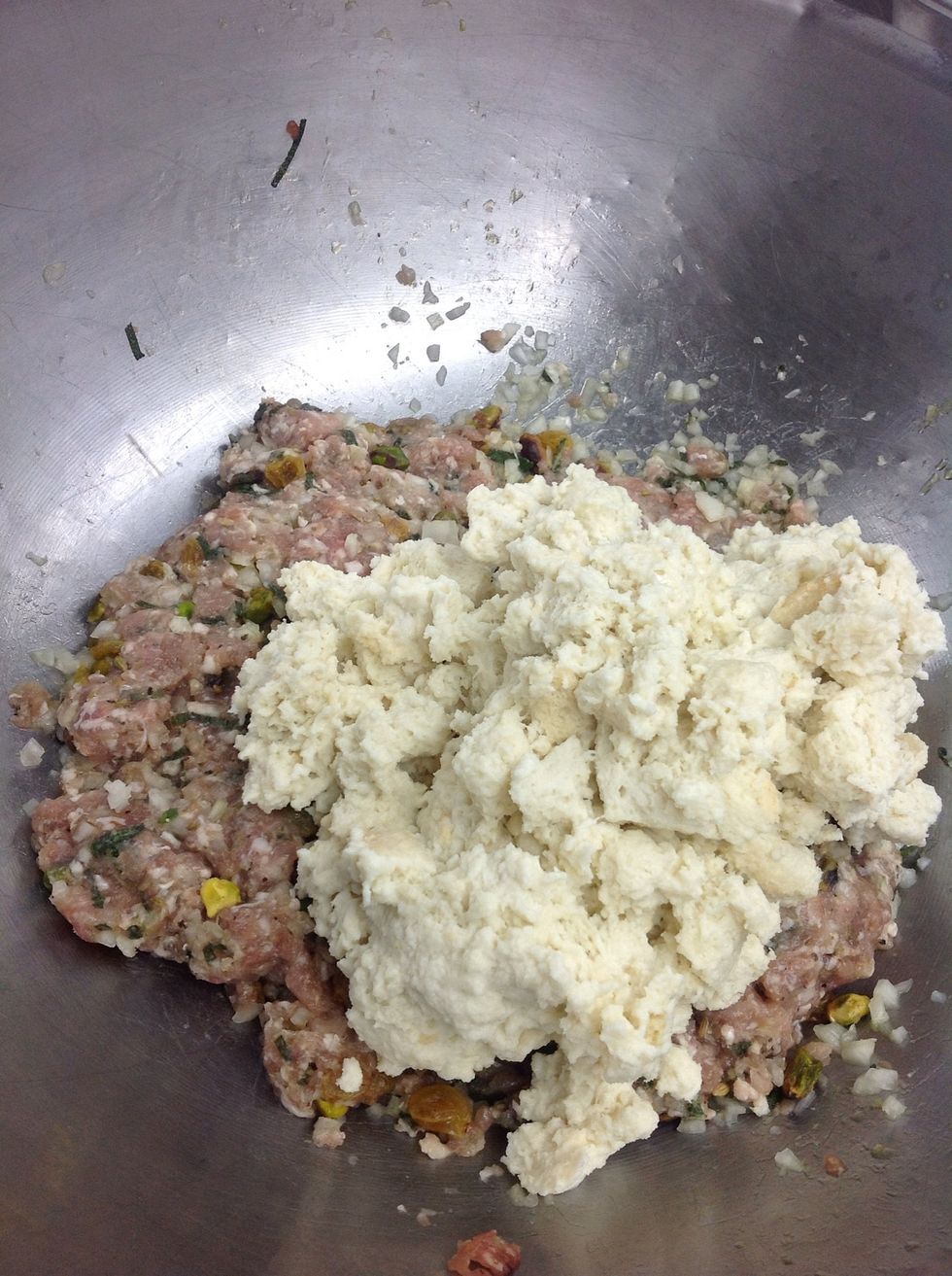 Add bread panade to farce