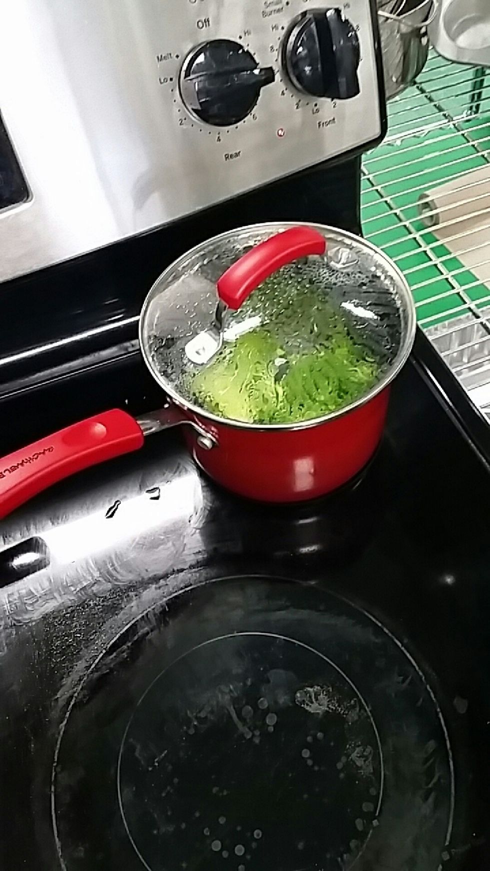 Add broccoli and let steam for about 7 to 8 minutes.