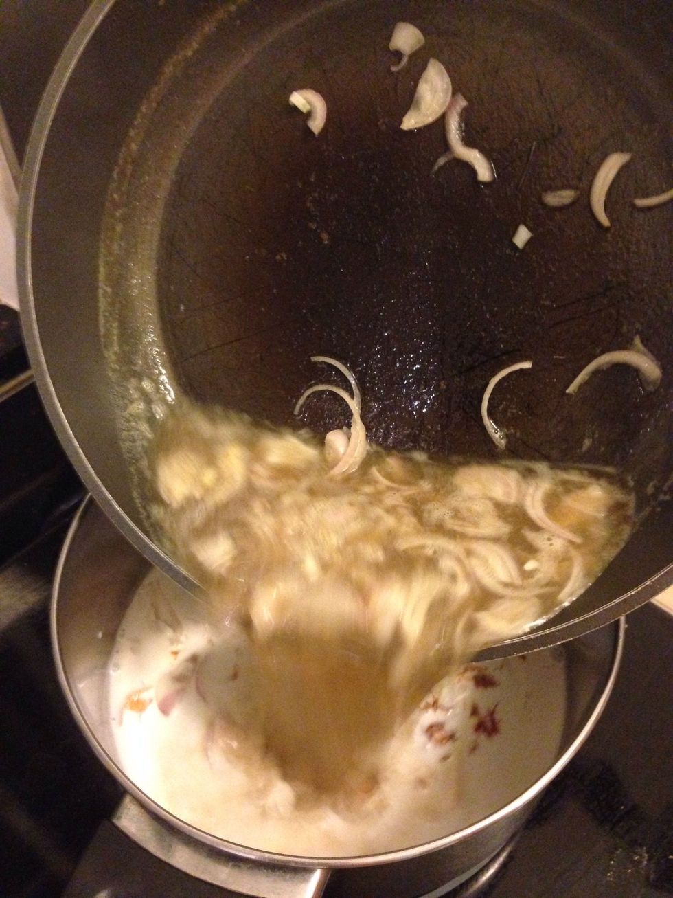 Add broth to coconut cream