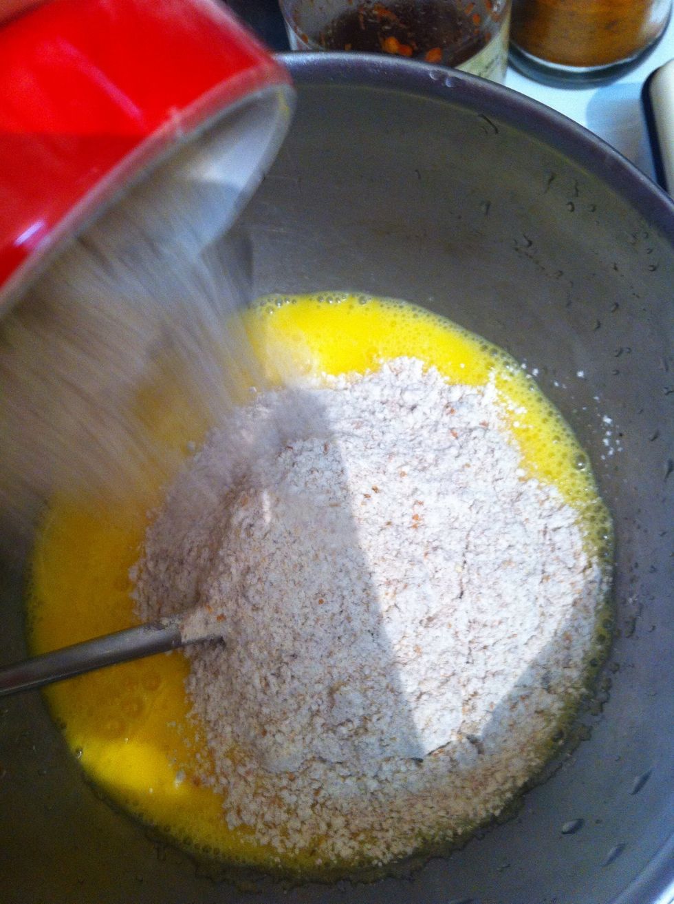 Add brown flour to the batter