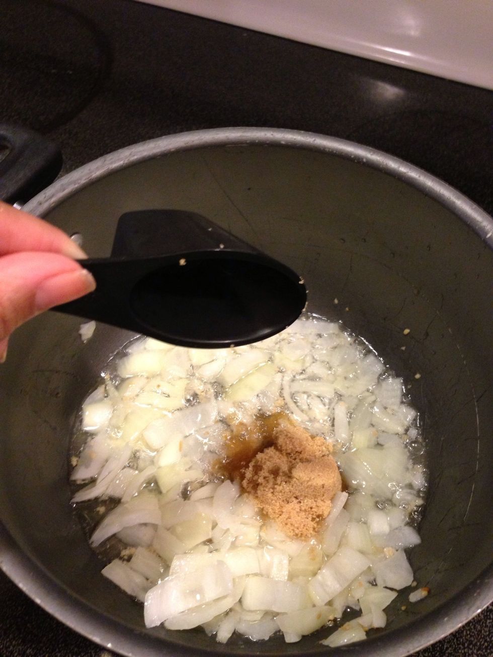 Add brown sugar and continue to saut\u00e9...