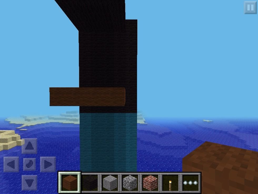 Add brown wool leave 1 space under it and 1 on the side (like the shoulder)