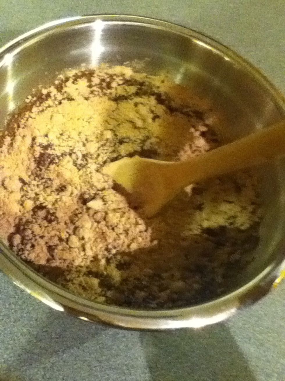 Add brownie mix and stir until well blended.