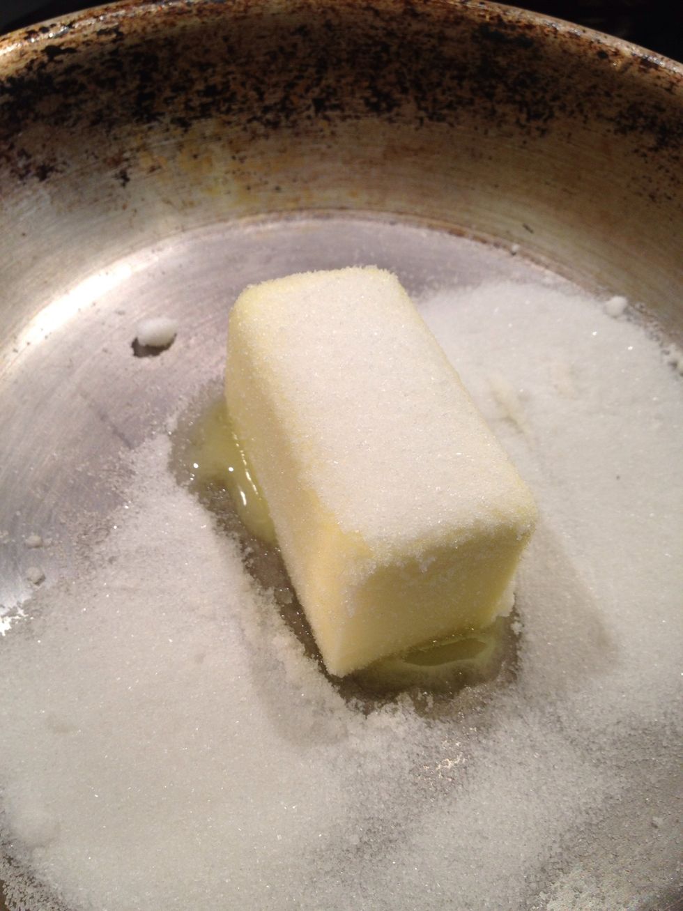 Add butter and a little of sugar to a pan