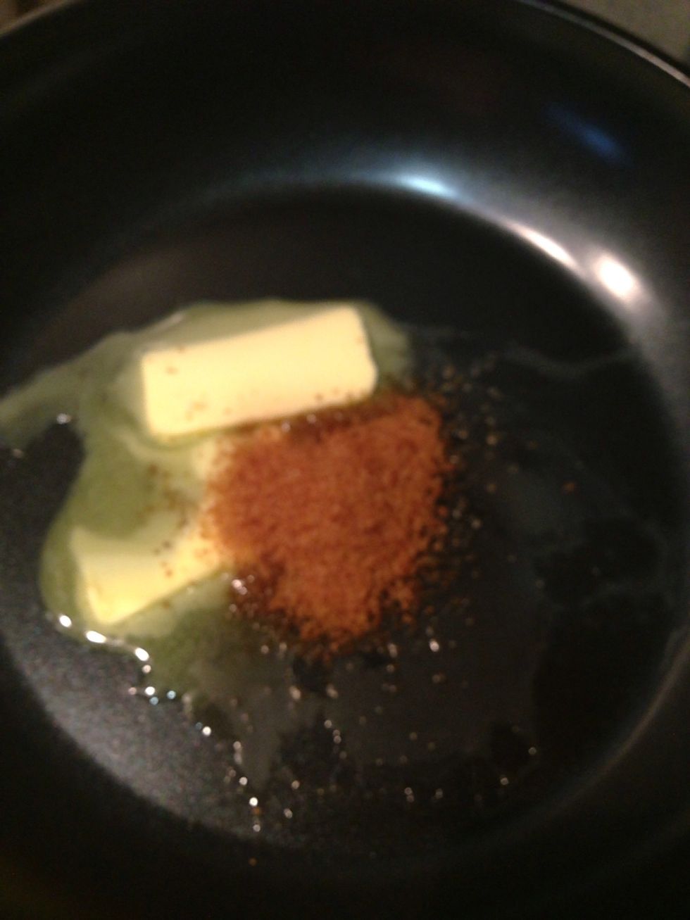 Add butter and brown sugar. Let it melt.