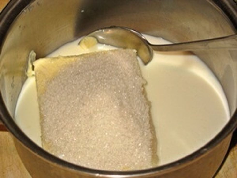 Add butter and sugar to the milk and bring it to boil, stir well till it get sticky