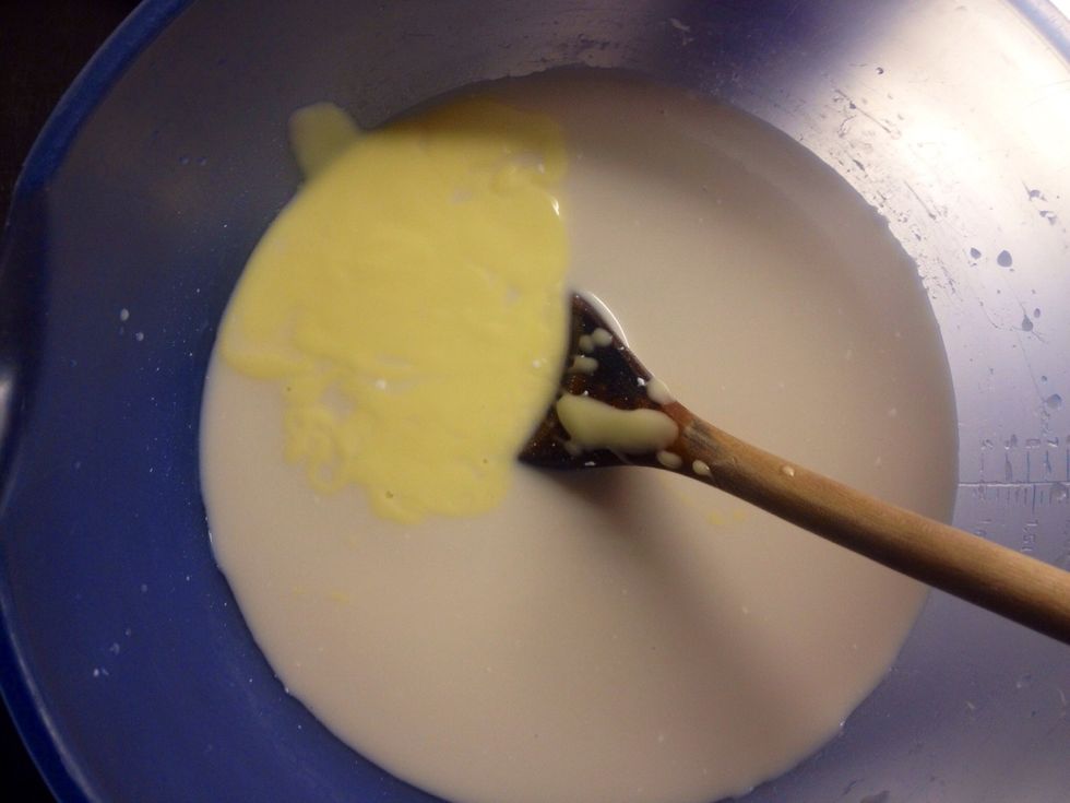 Add butter (in this case a butter/oil mix).