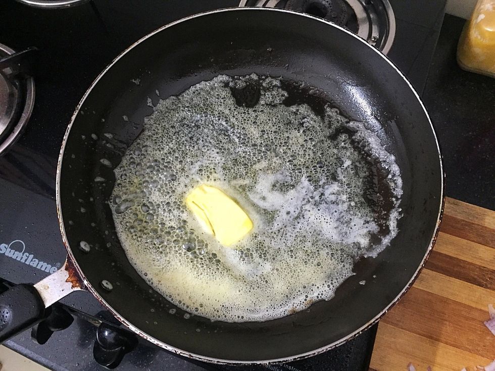 Add butter in to hot skillet